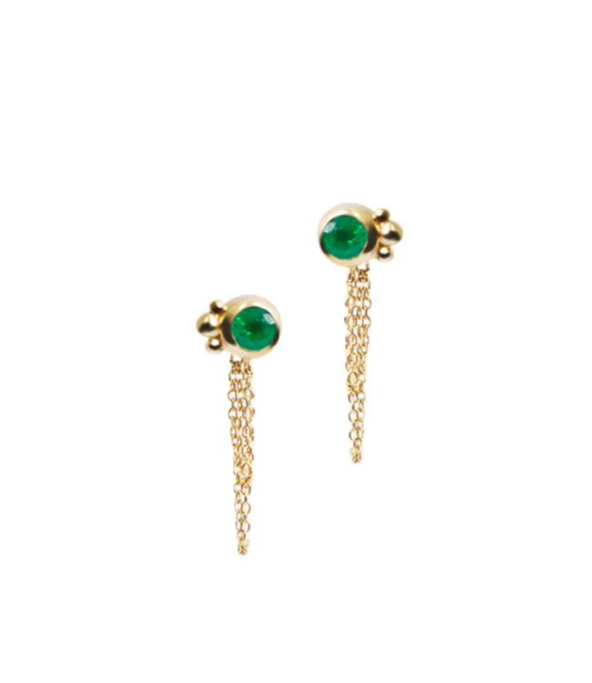 Anzie Bonheur Chain Earrings Emerald