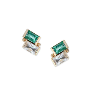 Anzie Cleo Deux Carre Studs Emerald