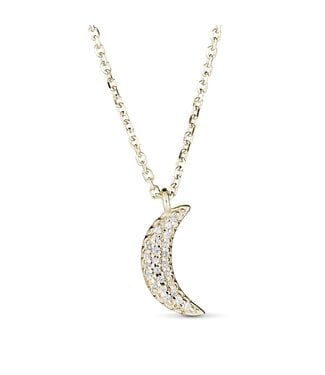 Simply Elegant Boutique Metrica Moon Necklace 14KY - 0.05CTW
