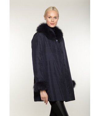 Linda Richards Silk Shell Reversible Fox Coat Black