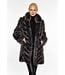 Linda Richards Silk and Fox Reversible Travel Coat Black with Silver Fox