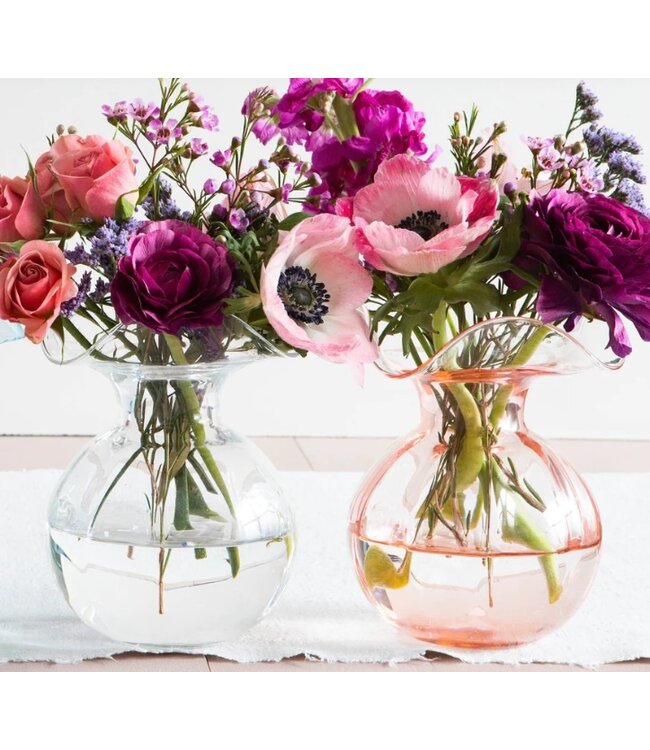 Vietri Hibiscus Glass Pink Bud Vase