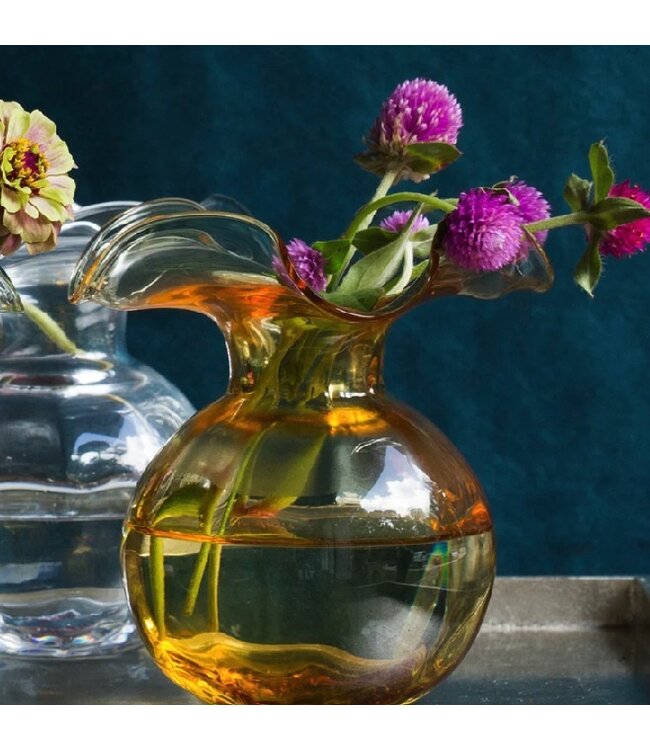 Hibiscus Glass Amber Bud Vase