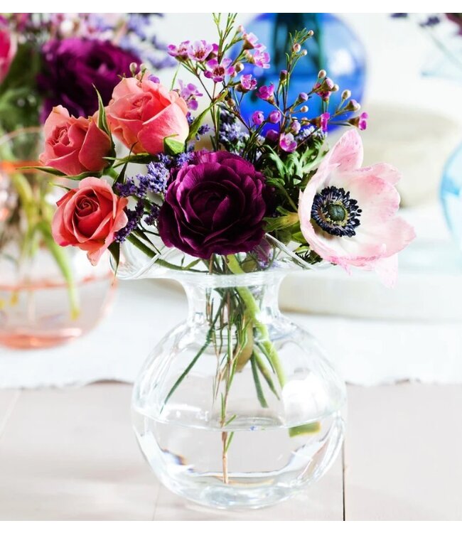 Vietri Hibiscus Glass Clear Bud Vase