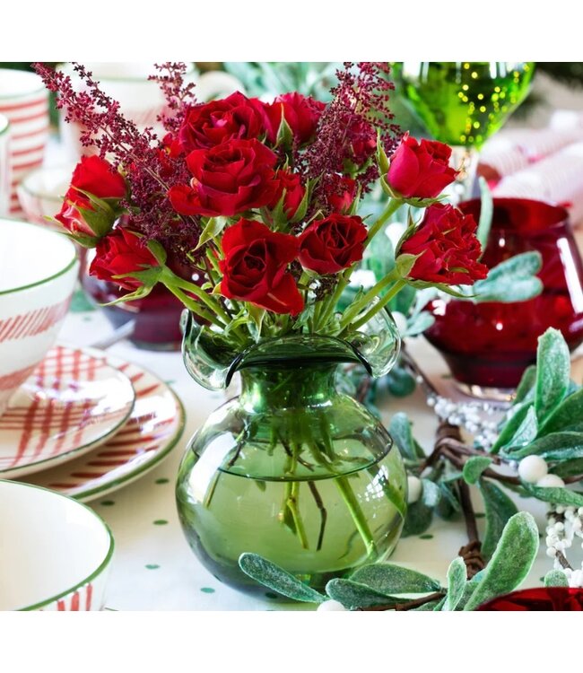 Vietri Hibiscus Glass Green Bud Vase