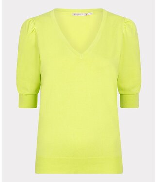 Puff Sleeve V-Neck Sweater Pastel Yellow