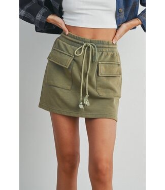 Washed French Terry Skirt Olive