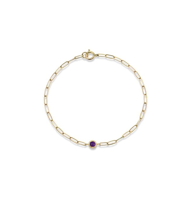 Anzie Paper Clip Bracelet with Bezel Birthstone