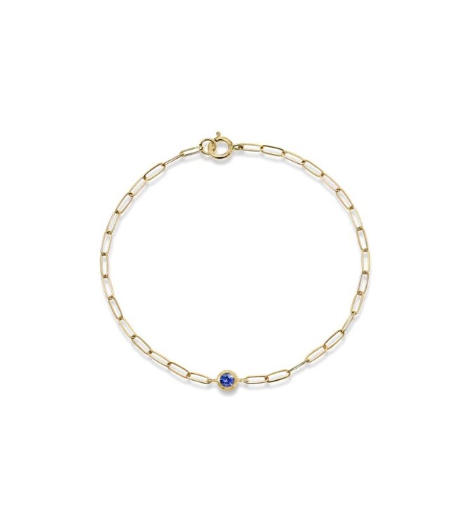 Anzie Paper Clip Bracelet with Bezel Birthstone
