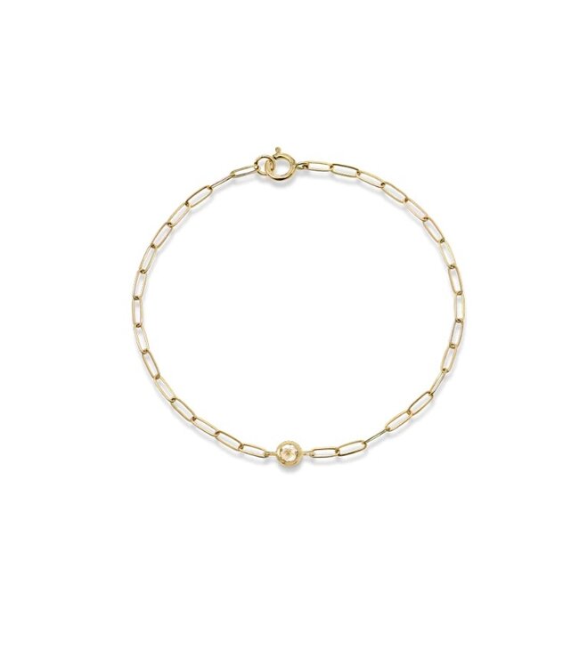 Anzie Paper Clip Bracelet with Bezel Birthstone