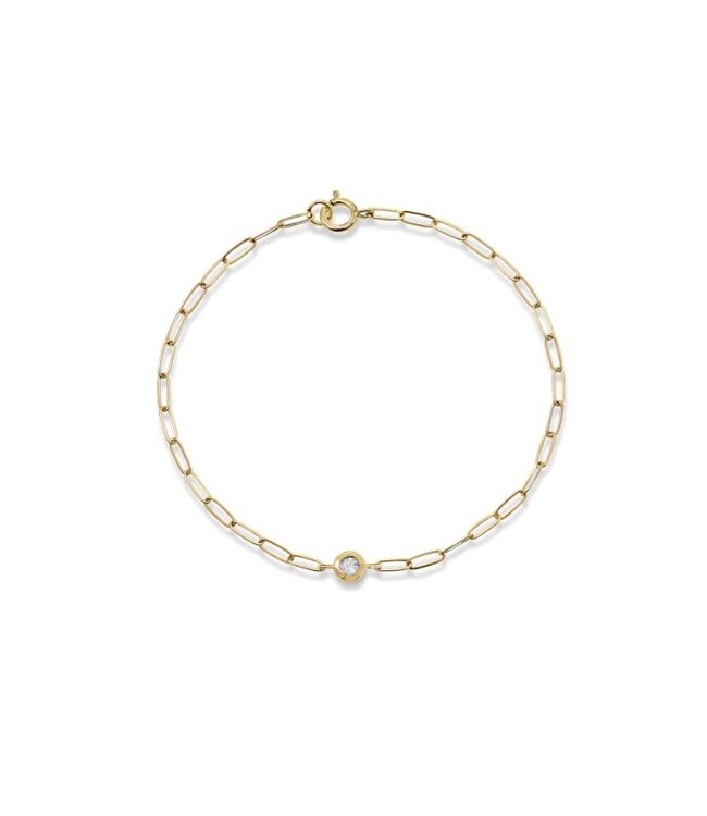 Anzie Paper Clip Bracelet with Bezel Birthstone