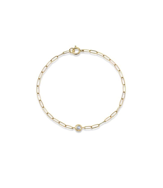 Anzie Paper Clip Bracelet with Bezel Birthstone