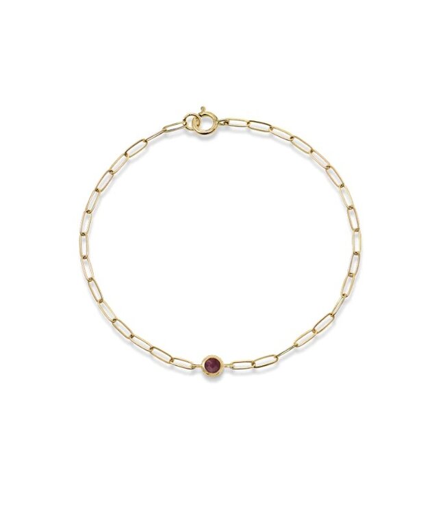 Anzie Paper Clip Bracelet with Bezel Birthstone