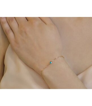Anzie Paper Clip Bracelet with Bezel Birthstone