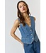 Denim Button Down Vest Top Medium Wash