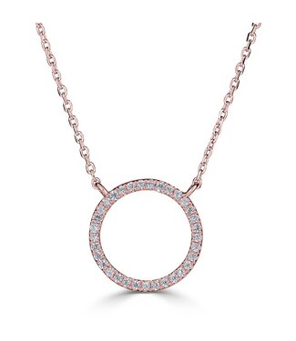 Simply Elegant Boutique Metrica Circle Outline Necklace 14KT-0.10CTW