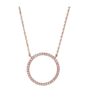 Simply Elegant Boutique Metra Circle Outline Necklace - 14KT - 0.12CTW - Rose Gold