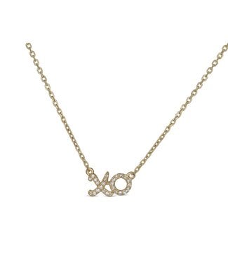 Simply Elegant Boutique Charmed XO Pendant Necklace 14KT-0.07CTW