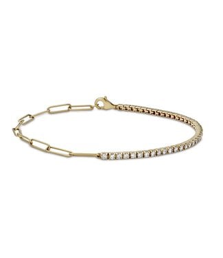 Simply Elegant Boutique 7" Box Bracelet w/ Paperclip Chain 14KT-1.00CTW