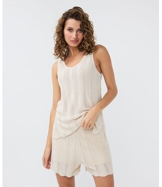 Sleeveless Fancy Knit Top Natural