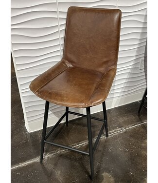 Henry Swivel Counter Stool Brown Leather