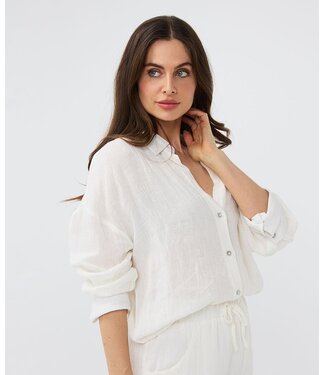 Oversized Linen Blouse Off White