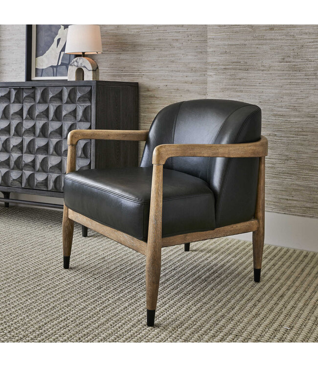 June Accent Chair Black Leather