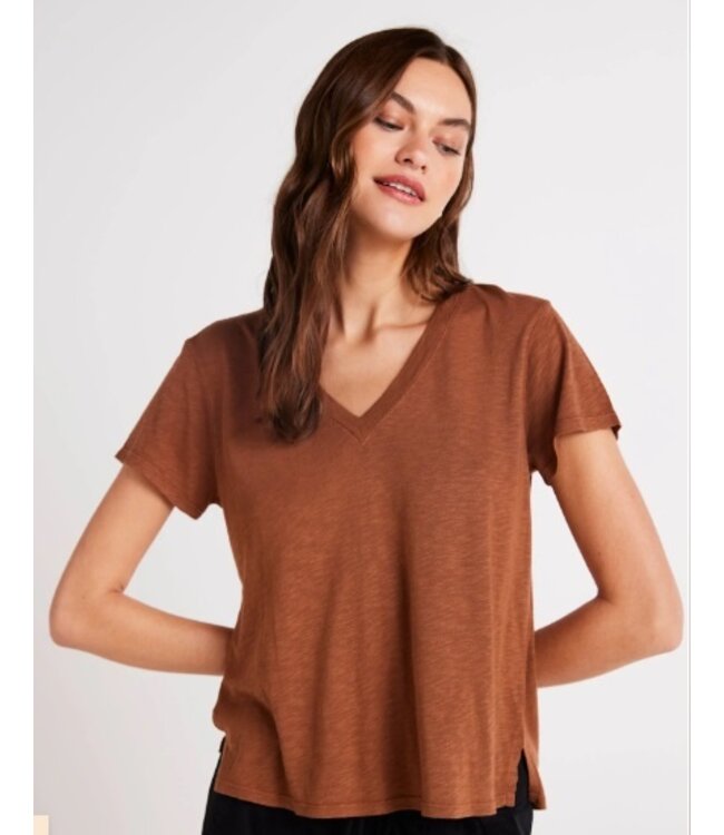 Bella Dahl Side Slit V-Neck Tee Twilight Gold