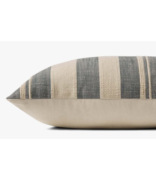Mia Pillow Ivory/Denim 13 x 21"