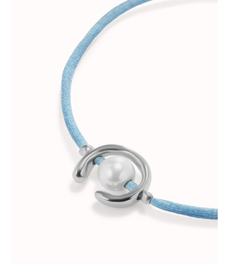 Uno de 50 Sterling Silver-Plated Blue Thread Bracelet w/ Shell Pearl