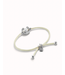 Uno de 50 Sterling Silver-Plated Cream Thread Bracelet w/ Shell Pearl