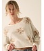 Floral Knit Cropped Sweater Cream Sand