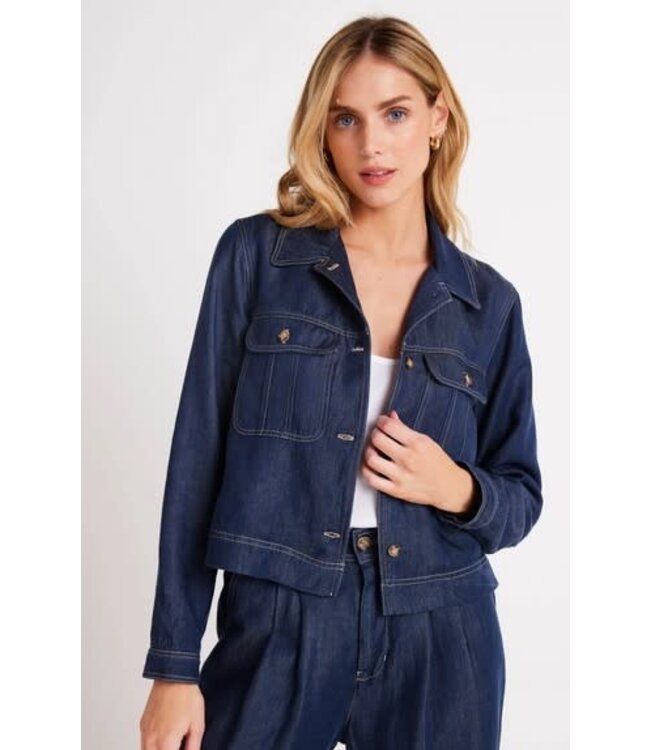 Bella Dahl Flap Pocket Utility Jacket Dark Denim