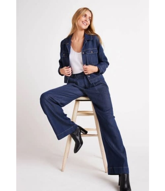 Bella Dahl Flap Pocket Utility Jacket Dark Denim