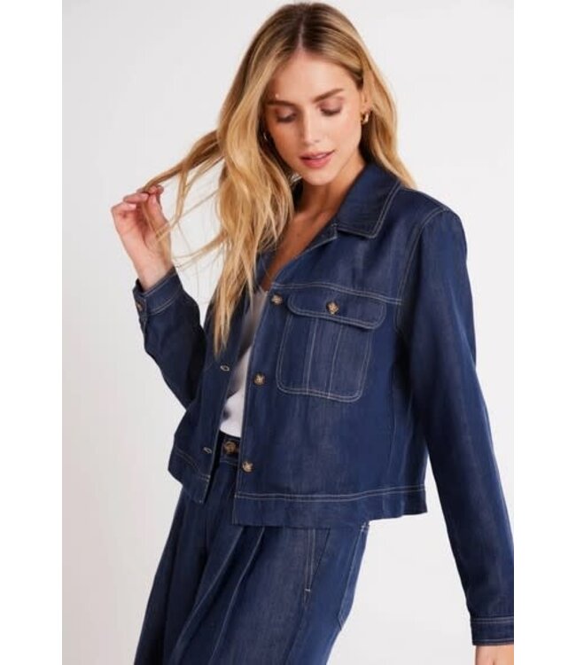 Bella Dahl Flap Pocket Utility Jacket Dark Denim