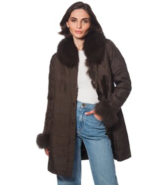 Linda Richards Silk Shell Reversible Fox Coat Black