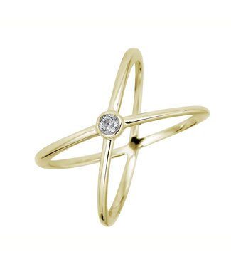 Simply Elegant Boutique 1 Stone Criss Cross Ring 14KT- 0.05CTW