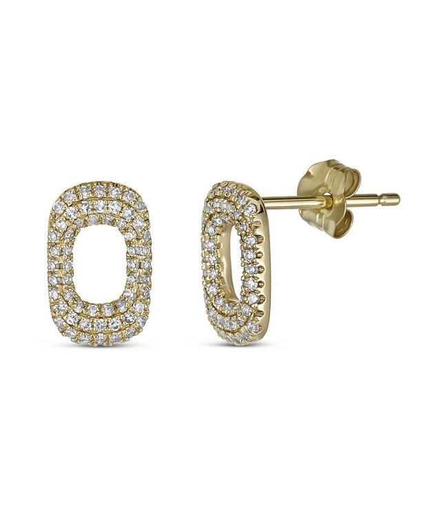 Simply Elegant Boutique Paperclip Link Stud Earring 14KT-0.28CTW