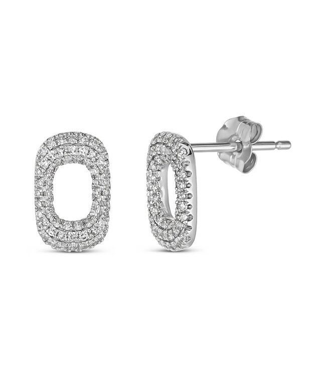 Simply Elegant Boutique Paperclip Link Stud Earring 14KT-0.28CTW