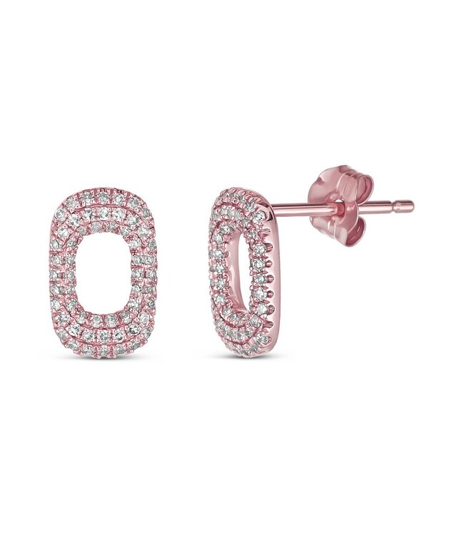 Simply Elegant Boutique Paperclip Link Stud Earring 14KT-0.28CTW