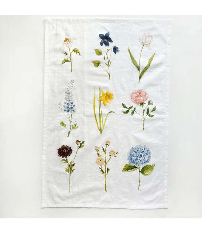 Garden Flowers Tea Towel