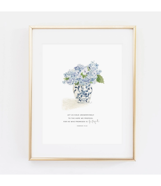 Hebrews 10:23 Hydrangea Bouquet Scripture Print 8 x 10