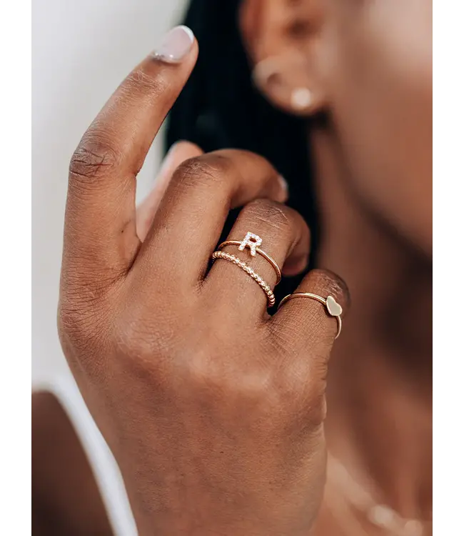 Anzie Love Letter Pave Ring Yellow Gold