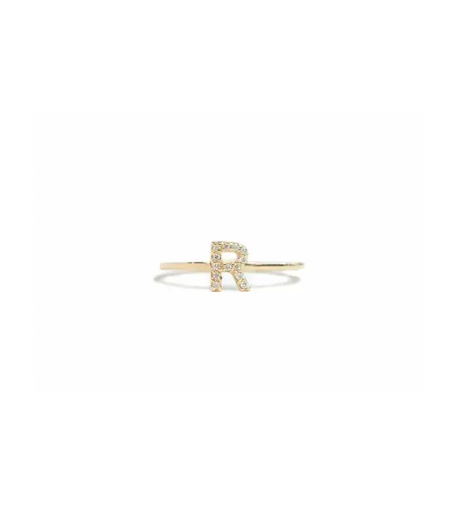 Anzie Love Letter Pave Ring Yellow Gold