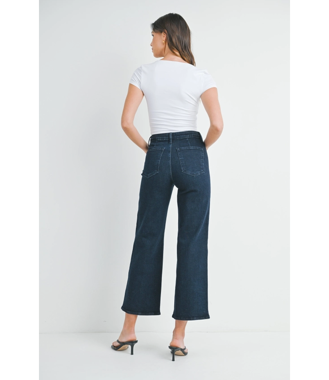 Just Black Denim Trouser Wide Leg Long Length Super Dark