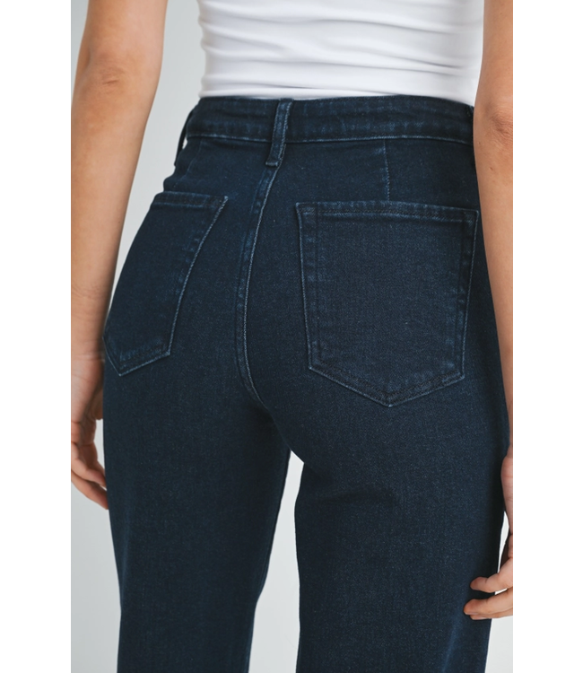 Just Black Denim Trouser Wide Leg Long Length Super Dark