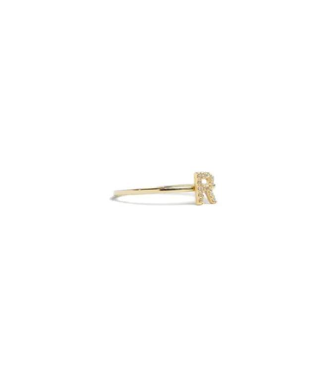Anzie Love Letter Pave Ring (Yellow Gold) Q-Z