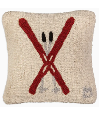 Crossed Skis Wool Pillow 14 x 14