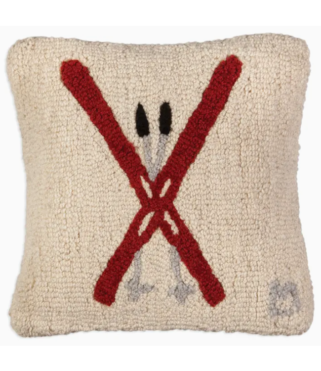 Crossed Skis Wool Pillow 14 x 14