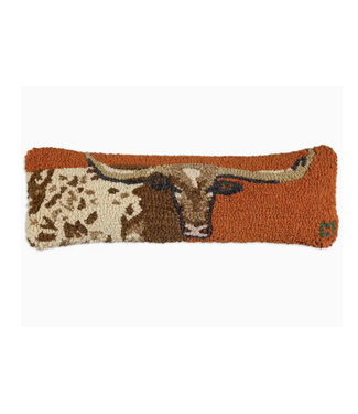 Longhorn Oblong Wool Pillow 8 x 24
